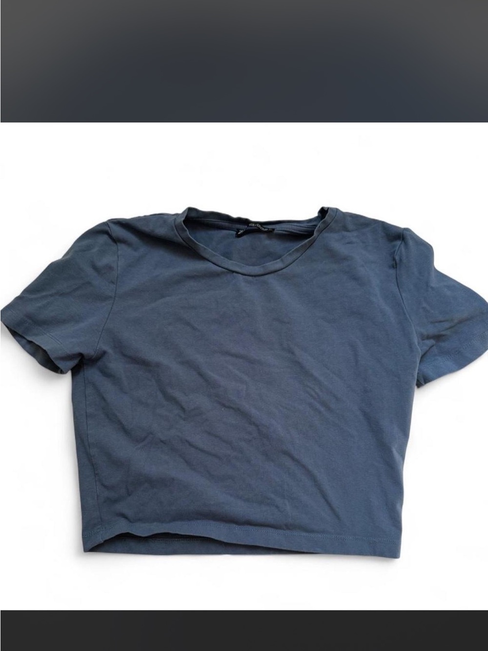 Zara Slate Blue Short Sleeve Crop Top